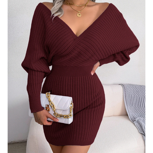 Cross V-neck Bodycon Mini Dress
