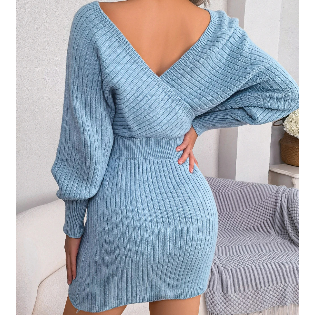 Cross V-neck Bodycon Mini Dress