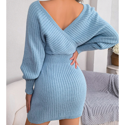 Cross V-neck Bodycon Mini Dress