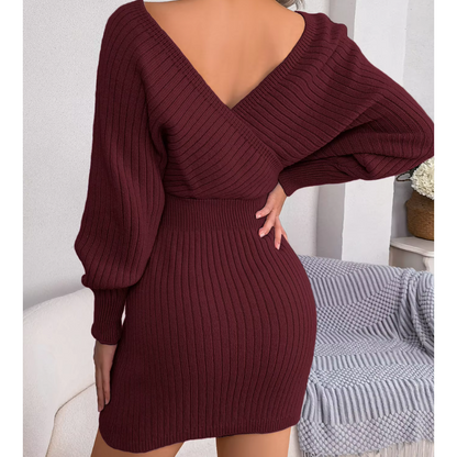 Cross V-neck Bodycon Mini Dress