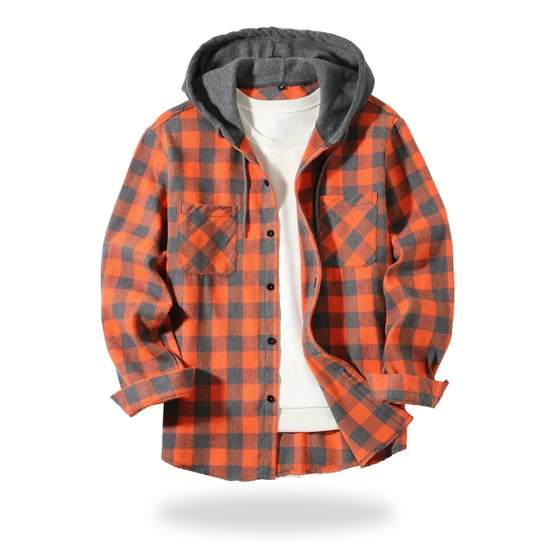 Beyond Street Hooded Plaid Shirt Jacket