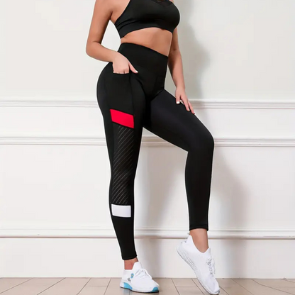 Adult Mesh High Waist Yoga Pants with Side Pockets