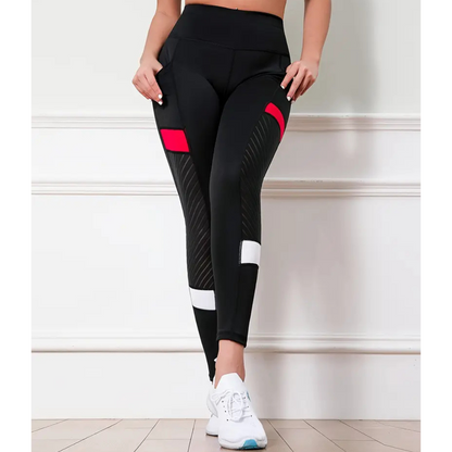 Adult Mesh High Waist Yoga Pants with Side Pockets