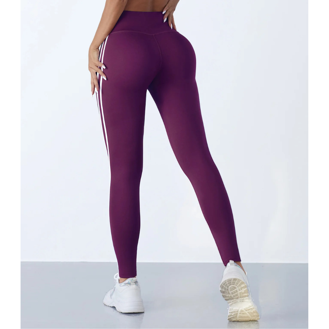 Slim Fit Striped Fitness Leggings