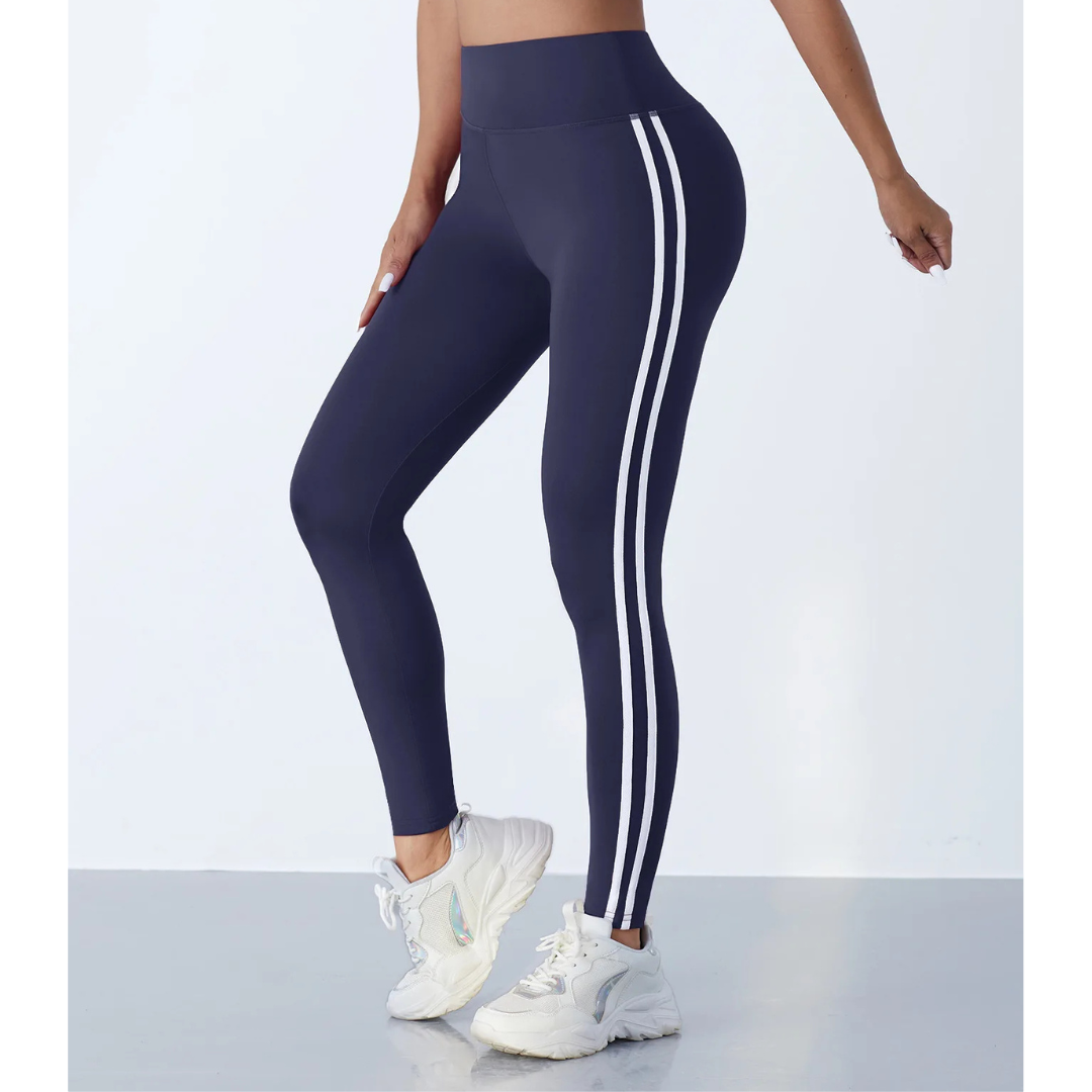 Slim Fit Striped Fitness Leggings