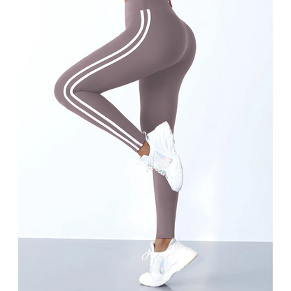 Slim Fit Striped Fitness Leggings