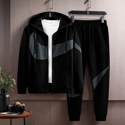 Men's Printed Hooded Tailored Tracksuit Set