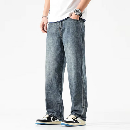 Men's Stoned Washed Baggy Jeans