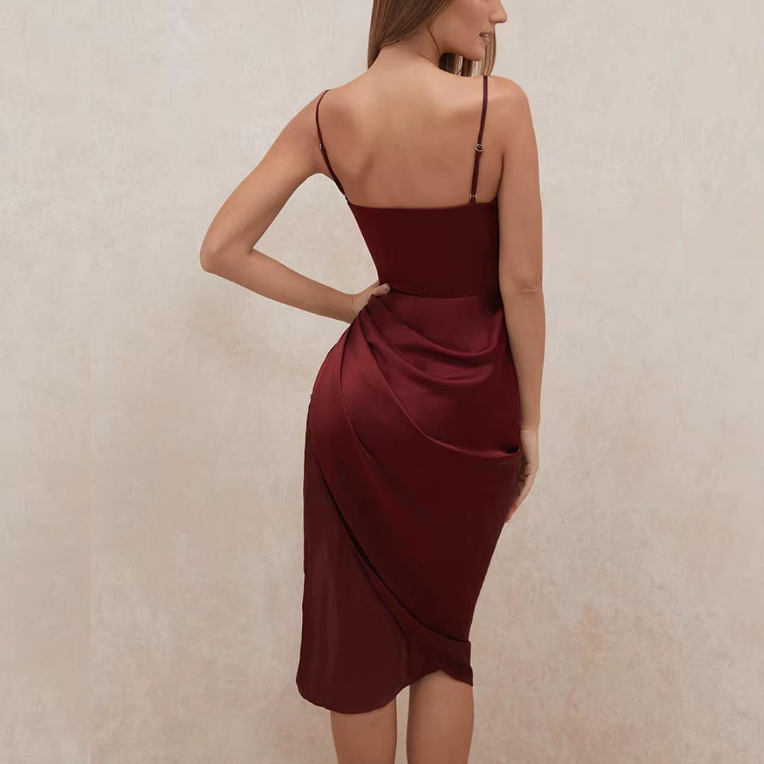 Stylish Shine Glitter Satin Lace-Up Party Dress