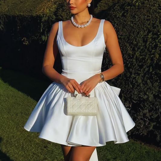 Fanciful Charm Tie-Back A-Line Taffeta Party Dress