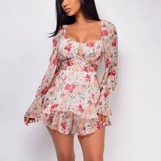 Lovely Strapless Lace Ruffle Skater Dress