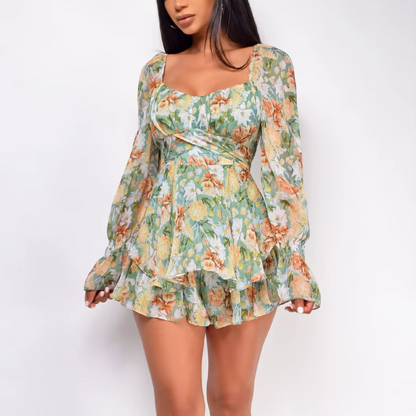 Lovely Strapless Lace Ruffle Skater Dress