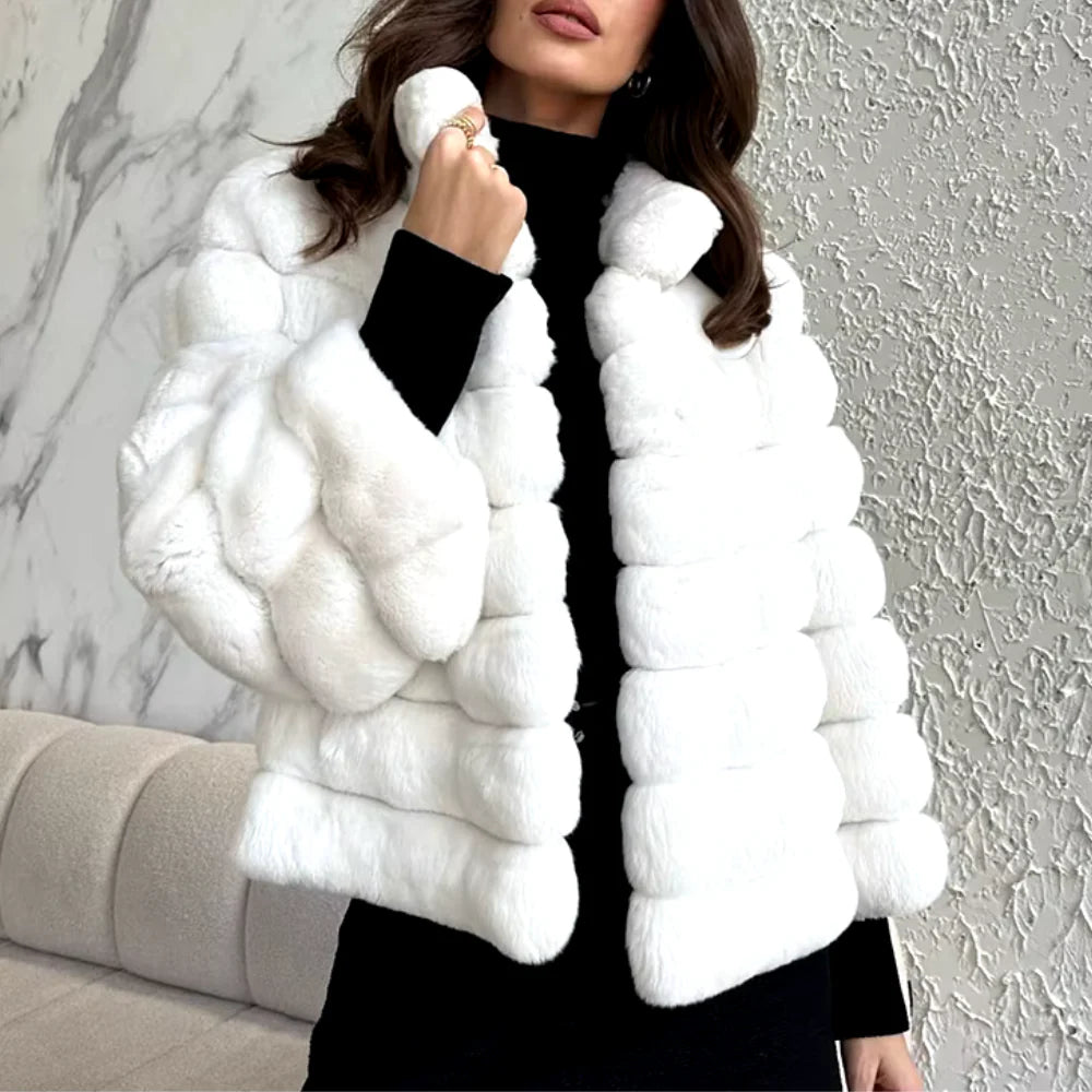 Amelie Collarless Faux Fur Coat