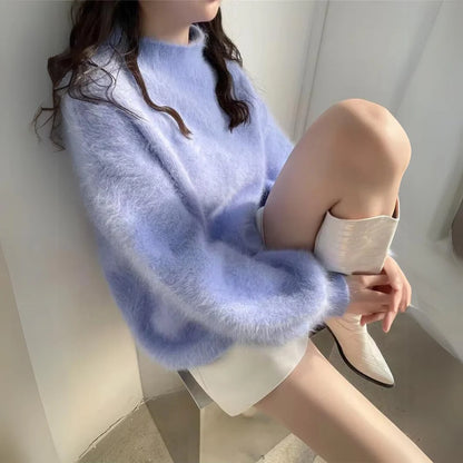 Emilia Lantern Sleeve Half Turtleneck Sweater